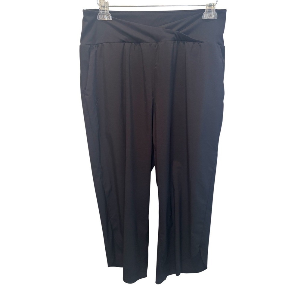 Halara Womens Black High Waisted Breezeful Crossover Crop Wide Leg Pants L